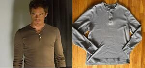 Eddie Bauer, Thermal Henley Waffle Knit - Large - Light Brown, Dexter Kill Shirt